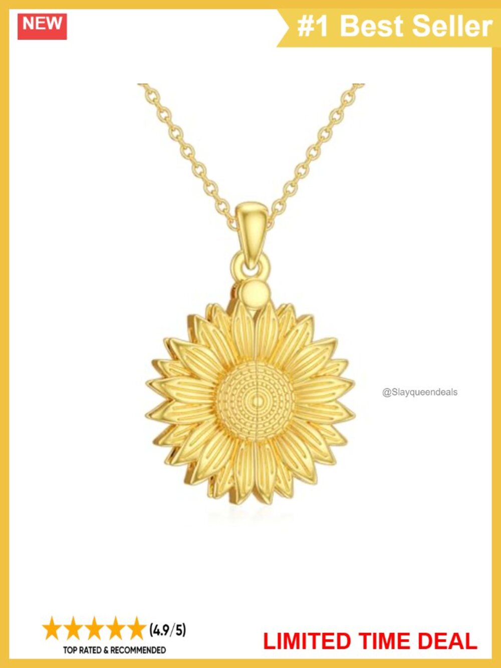 Sunflower Urn Necklace Memorial Pendant Stainless Steel 18mm
